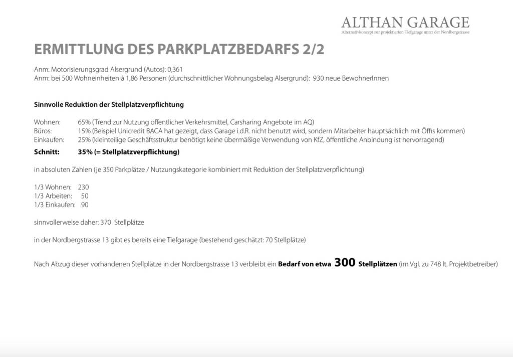 Althangrund: Ermittlung des Parkplatzbedarfs (14.10.2018) 