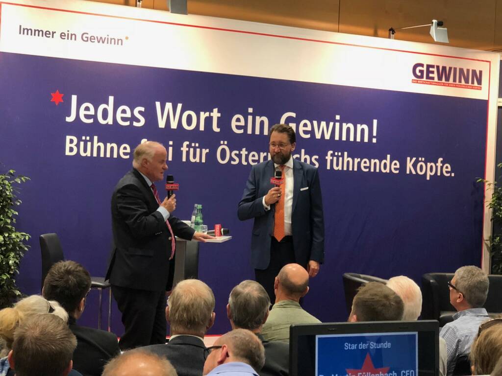 Semperit-CEO Martin Füllenbach bei Georg Wailand (Gewinn) als Star der Stunde bei der Gewinn Messe (18.10.2018) 