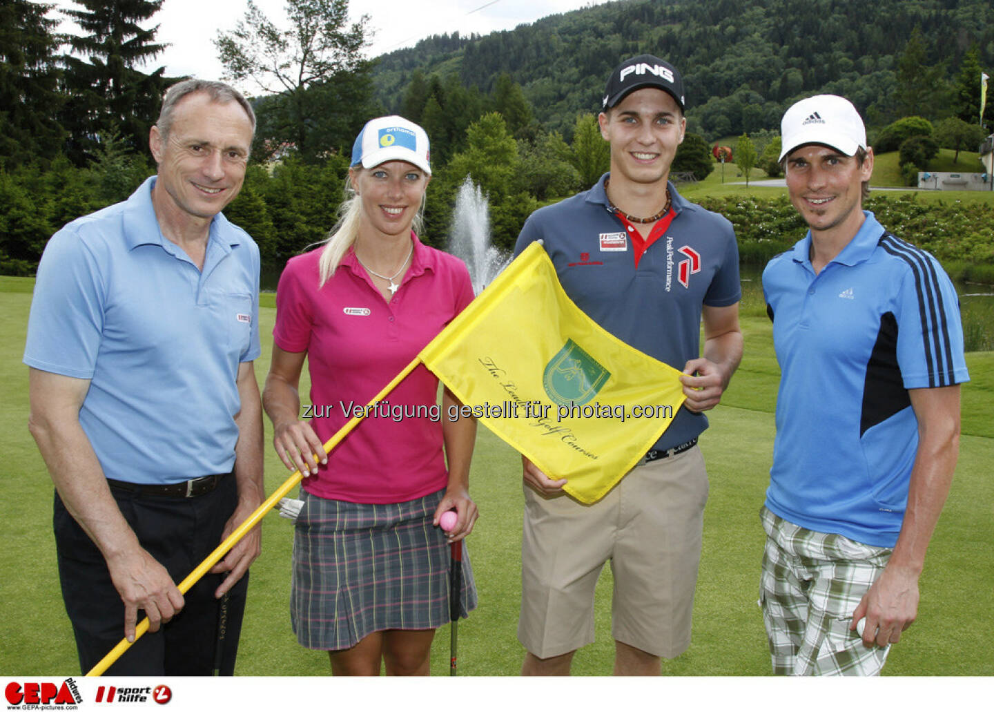 Sporthilfe Golf Trophy, GCC Schladming. Geschaeftsfuehrer Anton Schutti (Sporthilfe), Marion Kreiner, Matthias Schwab (AUT) und Felix Gottwald, Foto: GEPA pictures/ Harald Steiner