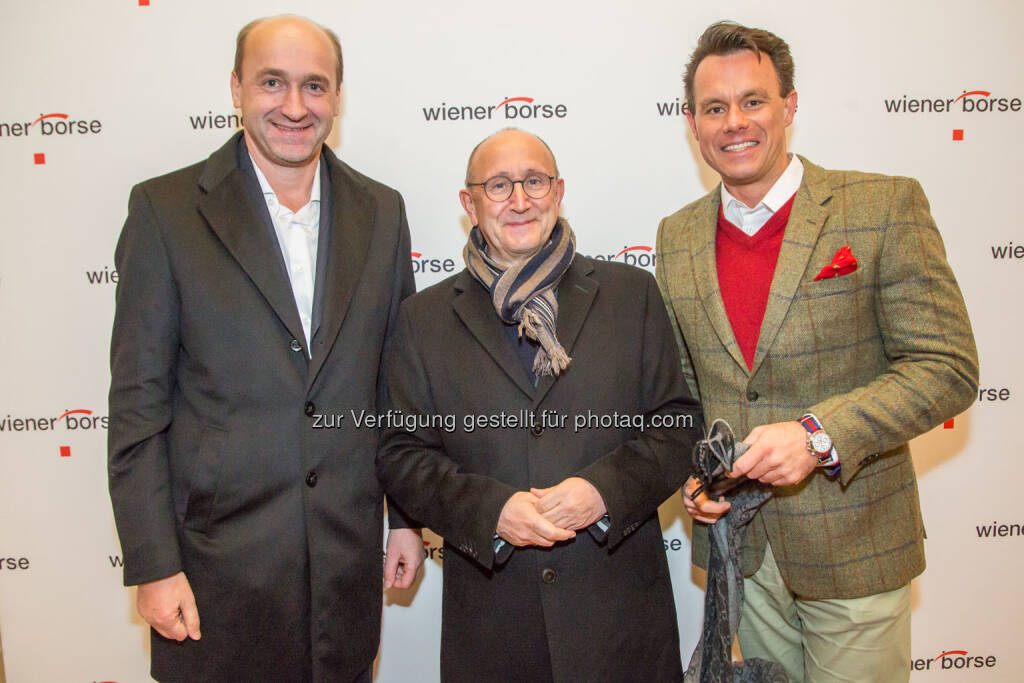 Ernst Huber (dad.at), Ludwig Nießen (Wiener Börse), Christoph Boschan (Wiener Börse), © Wiener Börse AG/APA-Fotoservice/Juhasz (23.11.2018) 