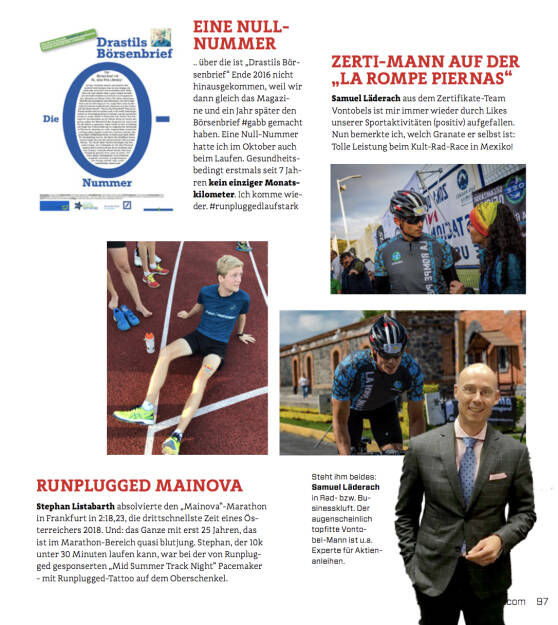 Vontobel-Banker Samuel Läderach und Laufstar Stephan Listabarth im Börse Social Magazine #22 , Oktober 2018 (11.12.2018) 