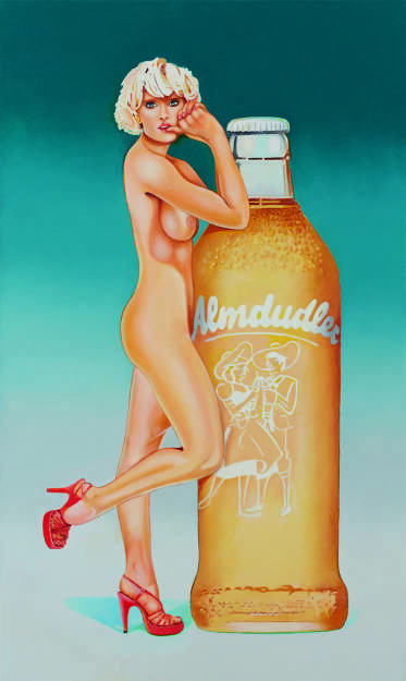 Gemälde „Almdudler’s Fabulous Blonde“ wird in Galerie Ernst Hilger im Rahmen von In Memory Mel Ramos gezeigt. Fotocredit: Katharina Stögmüller (17.12.2018) 