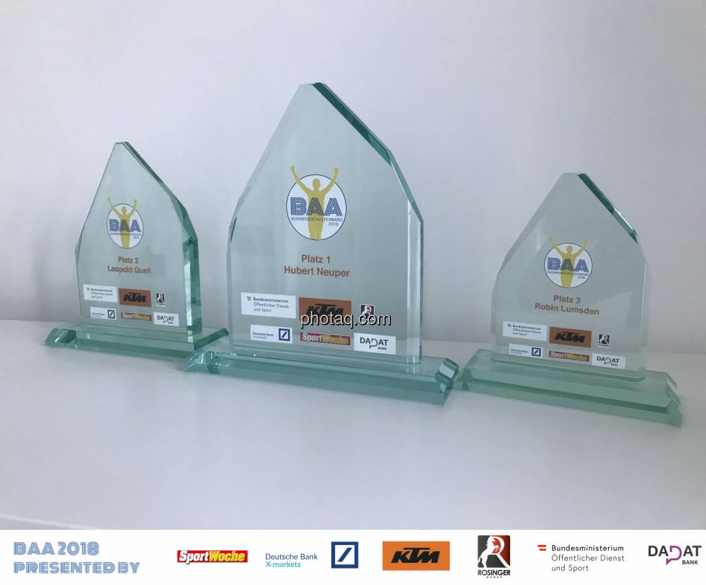 BAA 2018, Trophies, Platz 1, 2 ,3, © photaq.com (16.01.2019) 