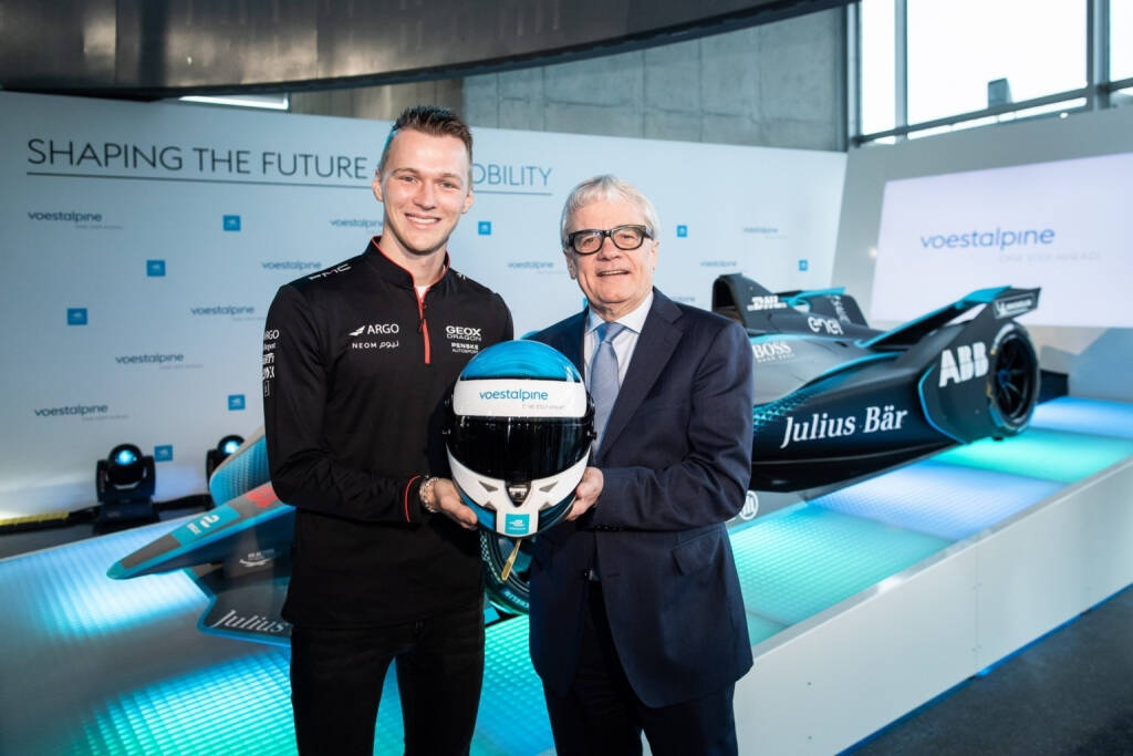 Formel E-Fahrer Maximilian Günther und voestalpine-CEO Wolfgang Eder präsentieren das neue voestalpine-eigene FIA Formel E Gen2 Auto, Credit: voestalpine (01.02.2019) 