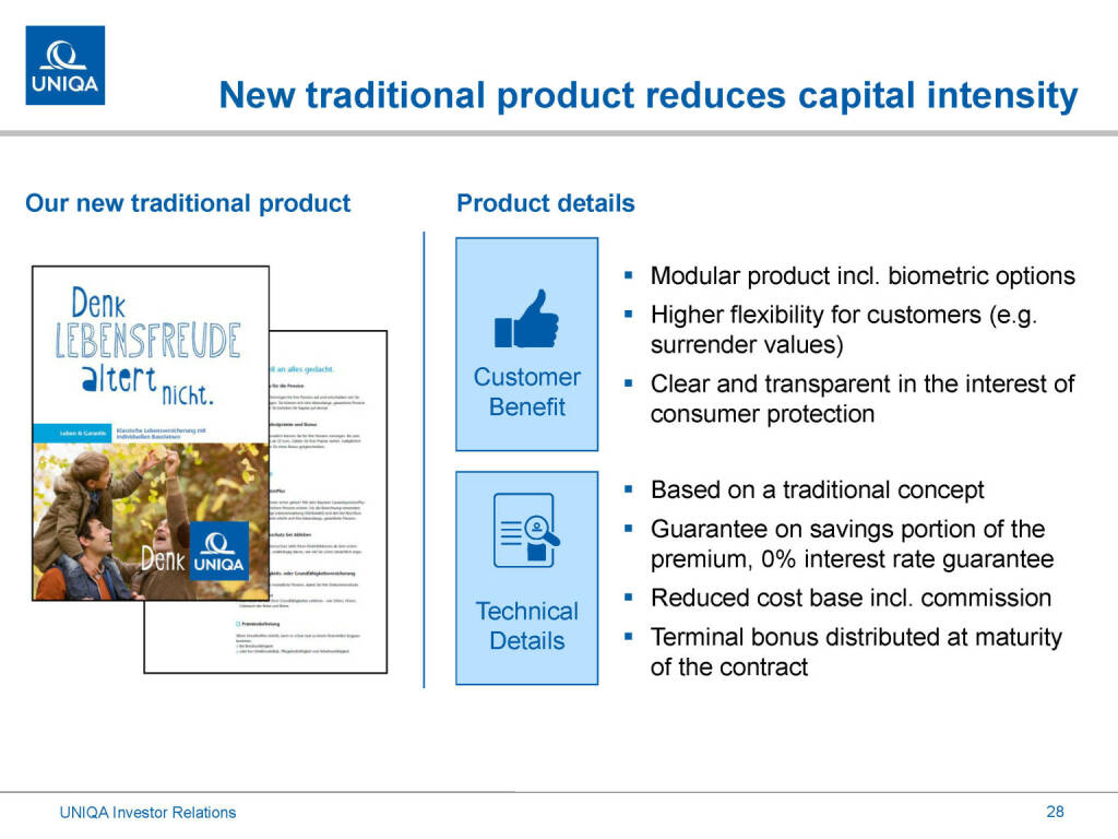 Uniqa - New traditional product reduces capital intensity (01.03.2019) 