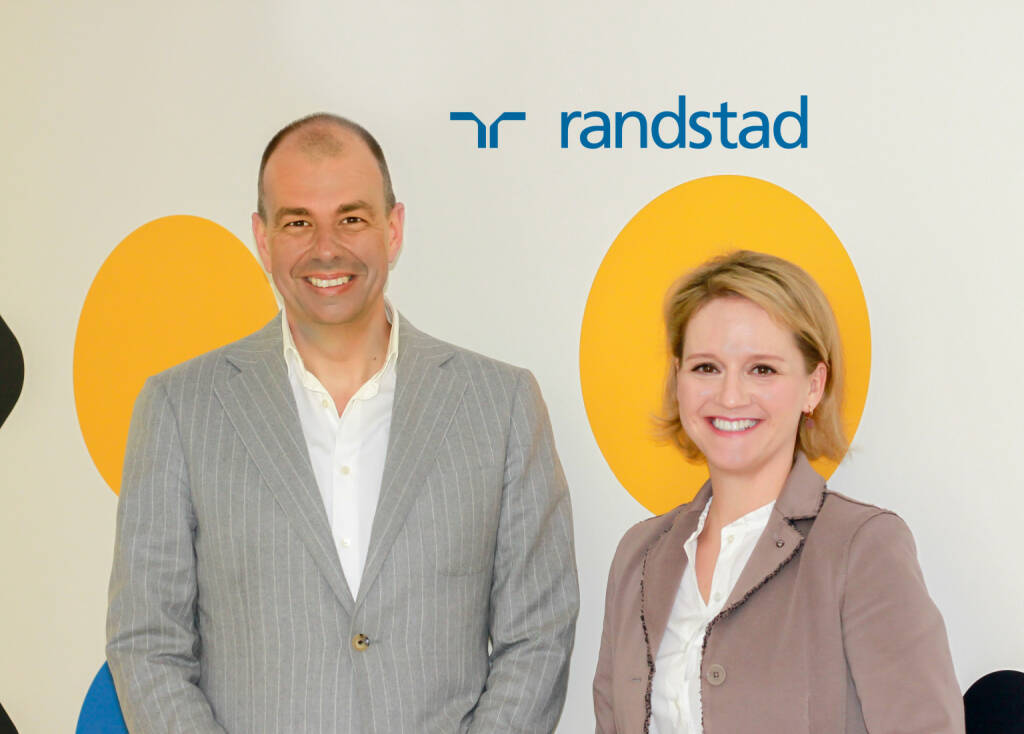 Randstad Austria GmbH:  Ulla Havas ist neue Direktorin Marketing & Communications bei Randstad Austria, Im Bild: Michel Verdoold, Managing Director Randstad Austria, Ulla Havas, Director Marketing & Communications Randstad Austria, Credit: Randstad Austria (27.03.2019)
