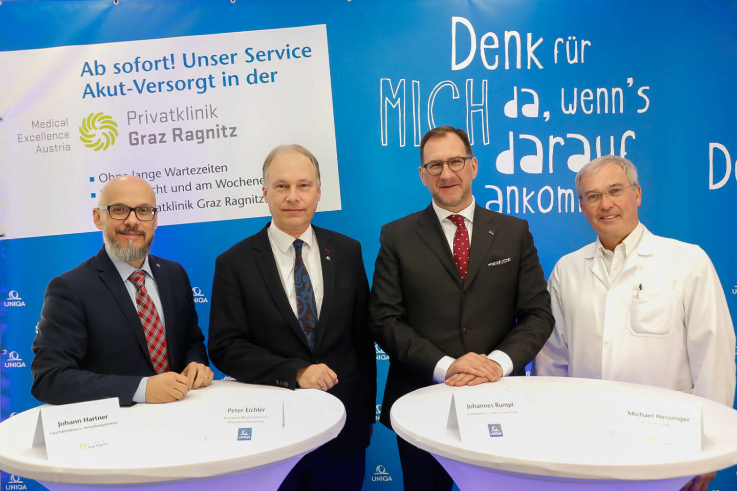 UNIQA Insurance Group AG: UNIQA: Akutversorgung jetzt auch in Privatklinik Ragnitz in Graz; im Bild: Johann Hartner, Geschäftsführer Privatklinik Graz Ragnitz Peter Eichler, Vorstand UNIQA Österreich Johannes Rumpl, Landesdirektor, UNIQA Steiermark Michael Hessinger, ärztlicher Leiter Privatklinik Graz Ragnitz, Credit: Uniqa