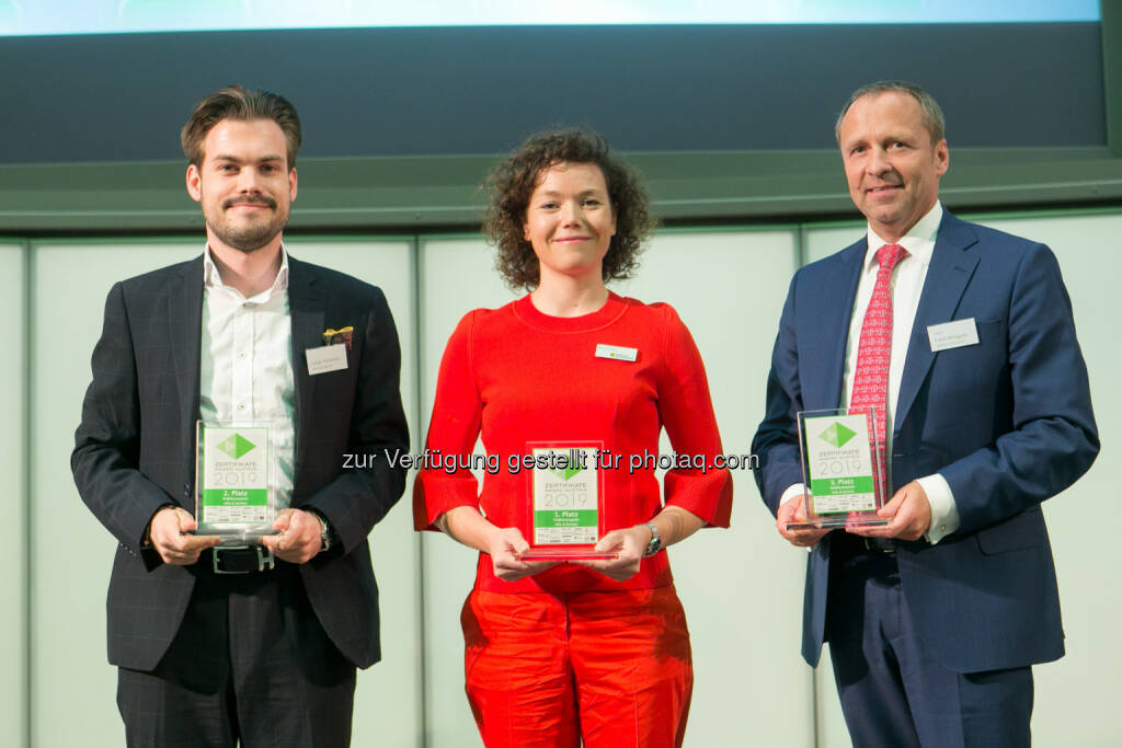 Zertifikate Award Austria 2019 - Publikumspreis (Marianne Kögel (RCB), Frank Weingarts (UniCredit onemarkets), © Martina Draper (10.05.2019) 