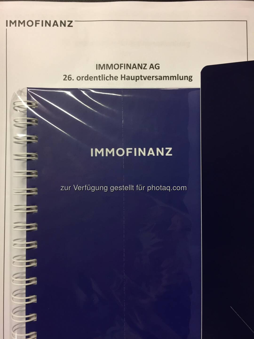 Unterlagen und hochwertiges Ringnotizbuch, Immofinanz-HV 22.5.19