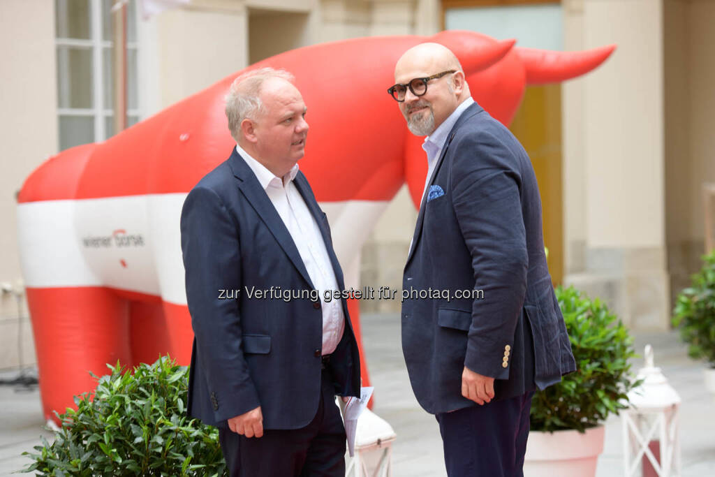 Lukas Stipkovich (Sigma Investment), Jack Wagner (CyberTrap), © Wiener Börse AG/APA-Fotoservice (24.05.2019) 