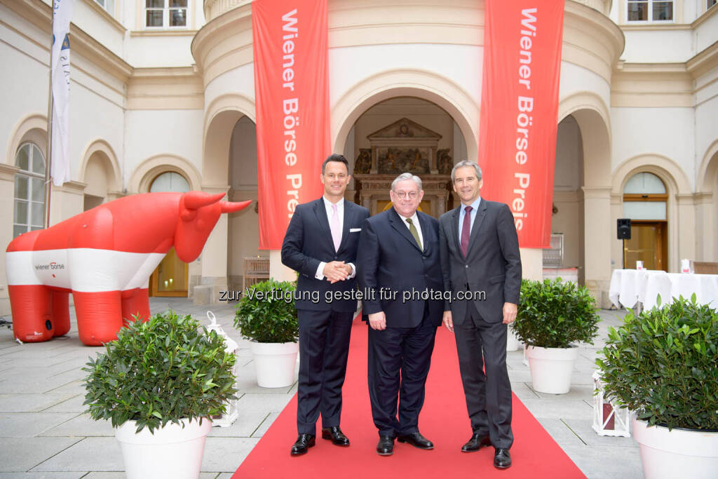 Christoph Boschan (Wiener Börse), Andreas Quint (CA Immo), Hartwig Löger (Vizekanzler, Finanzminister), , © Wiener Börse AG/APA-Fotoservice (24.05.2019) 