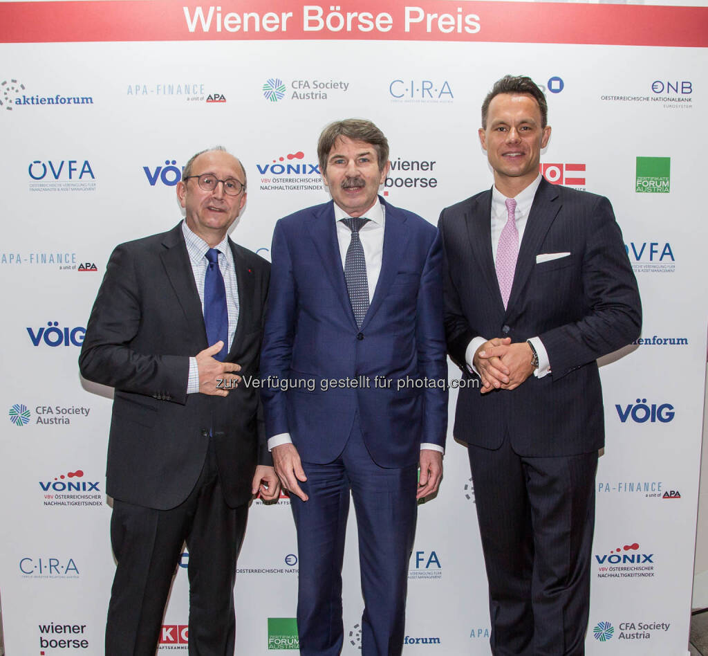 Ludwig Nießen (Wiener Börse), Ernst Vejdovszky (S Immo), Christoph Boschan (Wiener Börse), © Wiener Börse AG/APA-Fotoservice (24.05.2019) 