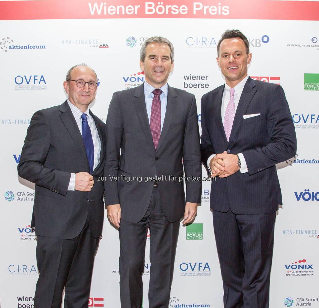 Ludwig Nießen (Wiener Börse), Hartwig Löger (Vizekanzler, Finanzminister), Christoph Boschan (Wiener Börse), © Wiener Börse AG/APA-Fotoservice (24.05.2019) 