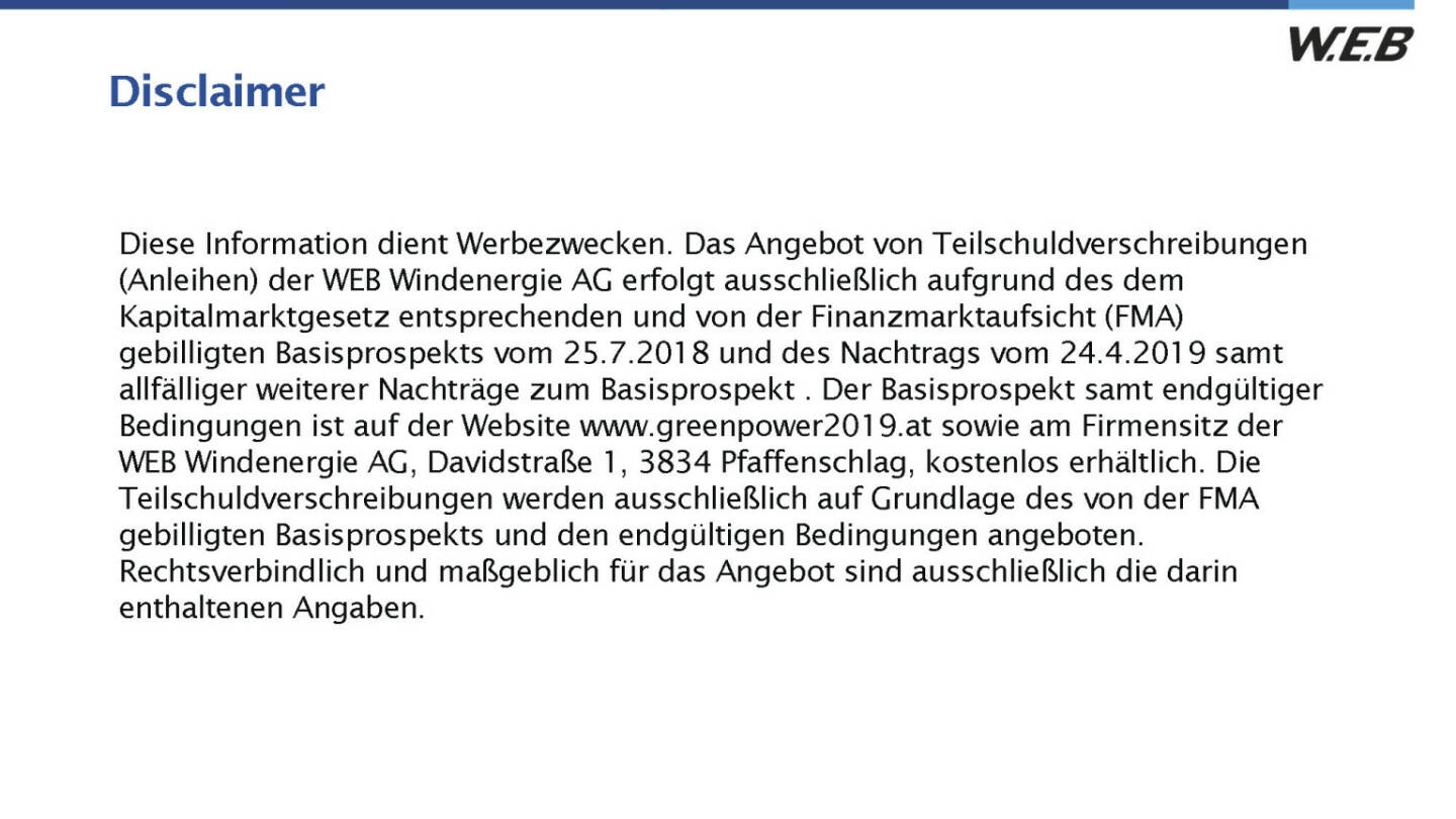 WEB Windenergie - Disclaimer