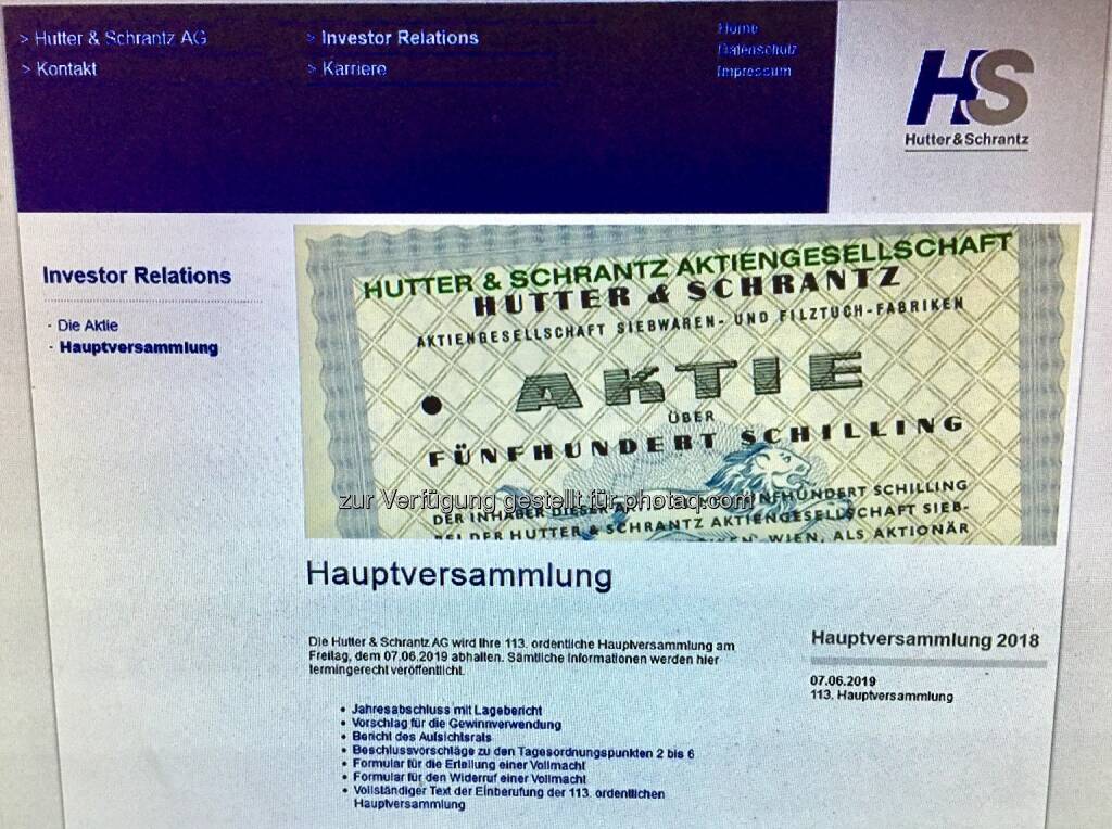 Hutter-und-Schrantz-AG-Homepage, 10.6.19 (10.06.2019) 