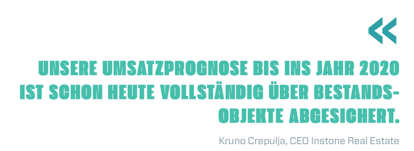 Unsere Umsatzprognose bis ins Jahr 2020 ist schon heute vollständig über Bestandsobjekte abgesichert. 
Kruno Crepulja, CEO Instone Real Estate 