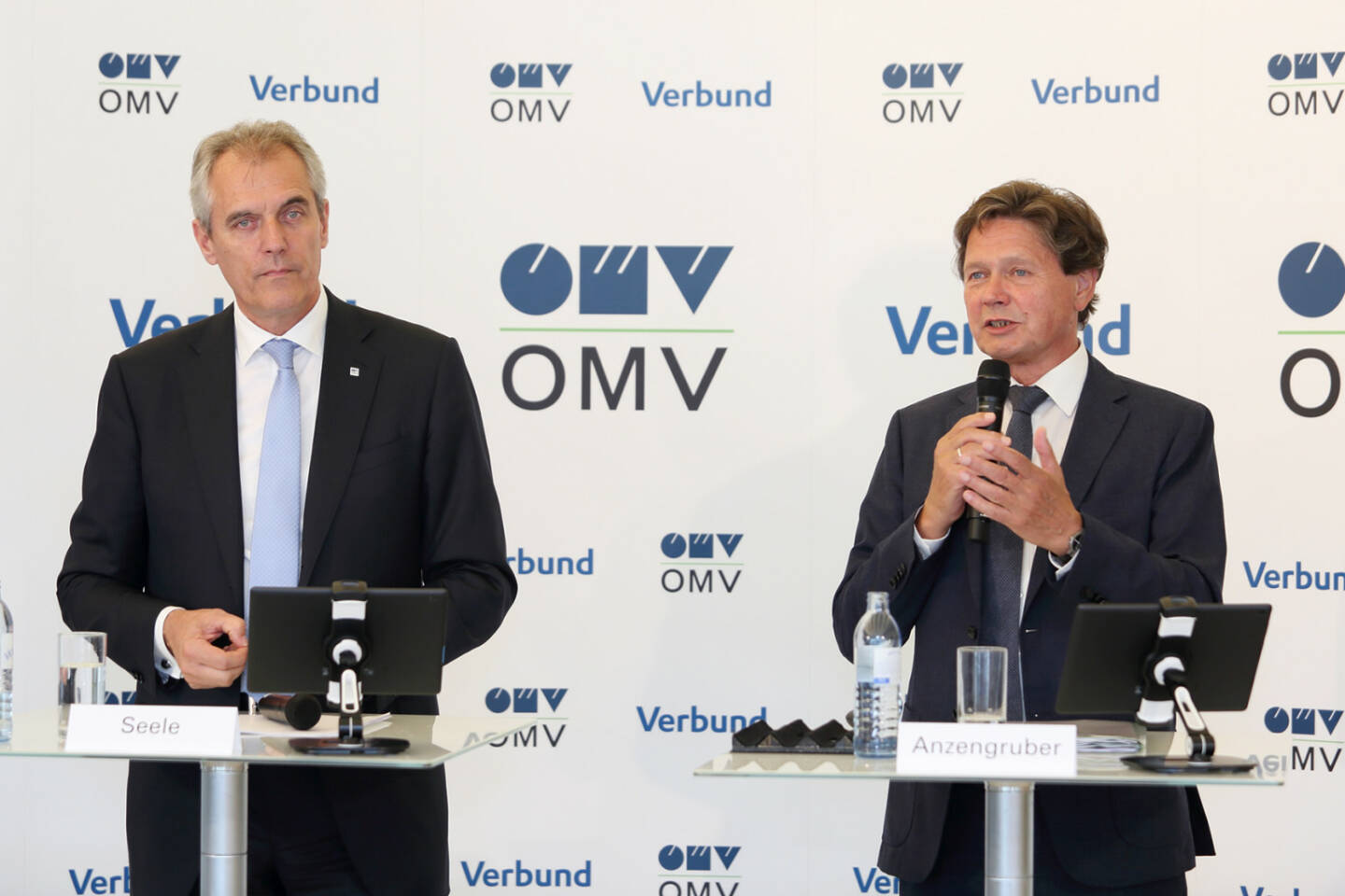 Vertiefen Kooperation: OMV-CEO Rainer Seele, Verbund-CEO Wolfgang Anzengruber, Credit: Redtenbacher