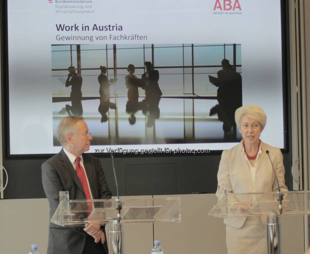 PK Work in Austria, ABA-GF René Siegl, Wirtschaftsministerin Elisabeth Udolf-Strobl, 10.7.19 (10.07.2019) 