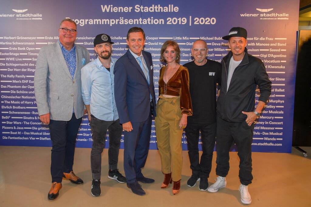 Wiener Stadthalle: Wiener Stadthalle: Start in die neue Saison 2019/20, Wolfgang Fischer, Michael Klimas, Peter Hanke; Carola Lindenbauer, Thomas D, Michi Beck; Programmpräsentation 2019/20, Wiener Stadthalle, Studio F; Fotocredit:Andreas Tischler / Vienna Press, © Aussender (05.09.2019) 