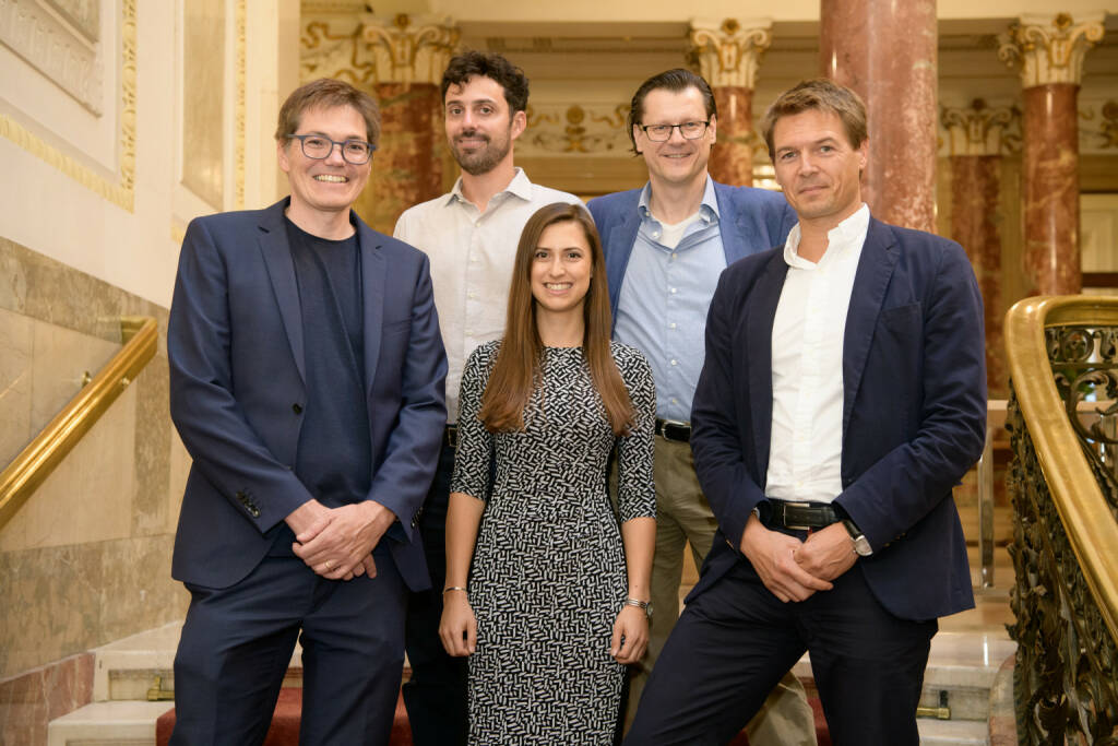 Österreichische Marketing-Gesellschaft: Leonardo Bursztyn beim Vienna Behavioral Economics Network: „Gruppenzwang hat einen großen Einfluss auf schulischen Erfolg“; Rupert Sausgruber (WU Wien), Leonardo Burstyn (University of Chicago), Jean-Robert Tyran (Universität Wien), Clemens Wallner (Industriellenvereinigung) Jennifer Wieland (FEHR Advice & Partners Gmbh Wien); Fotocredit:VBEN/APA-Fotoservice/Hörmandinger, © Aussender (11.09.2019) 