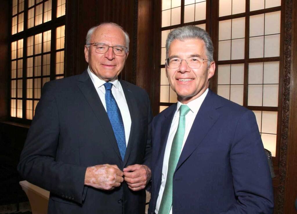 10. Merito Investmentkonferenz in Wien: Claus Raidl, Präsident der Oesterreichischen Nationalbank a.D., Wolfgang Habermayer; Credit: Willibald Haslinger (11.10.2019) 