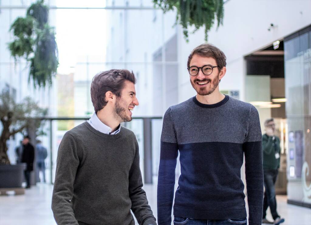 TeamEcho GmbH: Linzer HR-Tech-Startup TeamEcho erhält 500.000 Euro Forschungförderung derÖsterreichischen Forschungsförderungsgesellschaft (FFG).; v.l.n.r. David Schellander (Co-Founder TeamEcho), Markus Koblmüller (Co-Founder TeamEcho); Credit: TeamEcho (14.11.2019) 