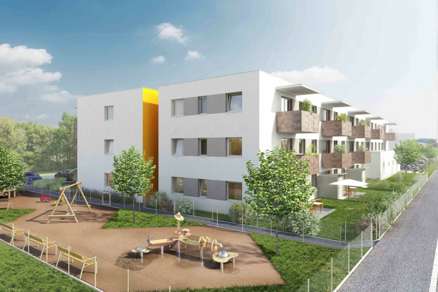 Gewog Arthur Krupp Ges.m.b.H.: Feierlicher Spatenstich in Bruck an der Leitha, Fliedergasse, Bauteil 4; die Fertigstellung der Wohnhausanlage ist für Ende 2021 vorgesehen; Fotocredit:www.schreinerkastler.at