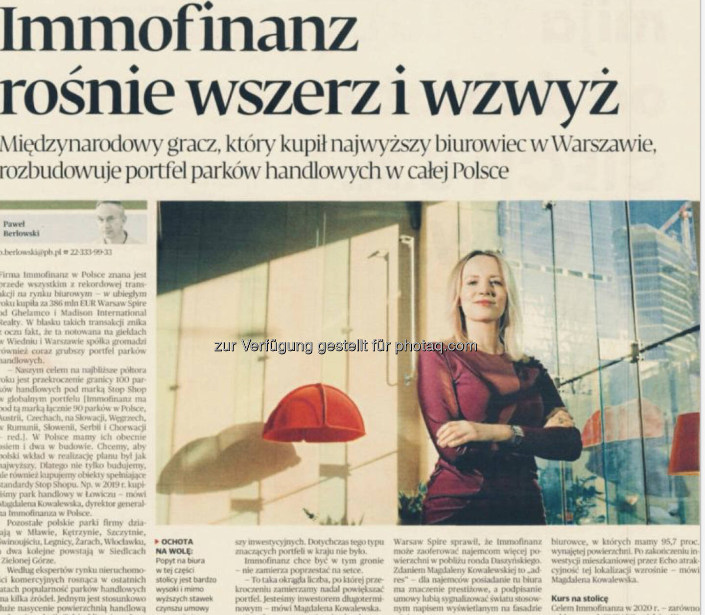 Magdalena Kowalewska (Immofinanz) in Puls Bisnezu