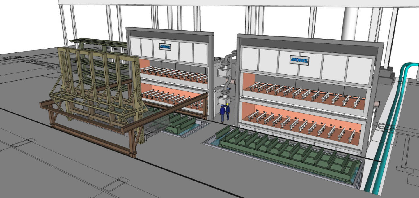 Andritz erhielt von SIJ Metal Ravne, Slowenien, den Auftrag zur Lieferung einer kompletten Wärmebehandlungsanlage, die zwei Andritz- Maerz®-Doppelkammeröfen, eine Chargiermaschine und Tauchabschreckbecken sowie ein Automatisierungssystem umfasst. Bild: Andritz