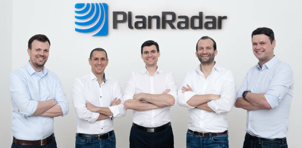 PlanRadar GmbH erhält Wachstumsfinanzierung über 30 Millionen Euro, Geschäftsführung PlanRadar GmbH: Clemens Hammerl, Ibrahim Imam, Domagoj Dolinsek, Sander van de Rijdt, Constantin Köck (v.l.n.r.) , Credit: PlanRadar (05.03.2020) 