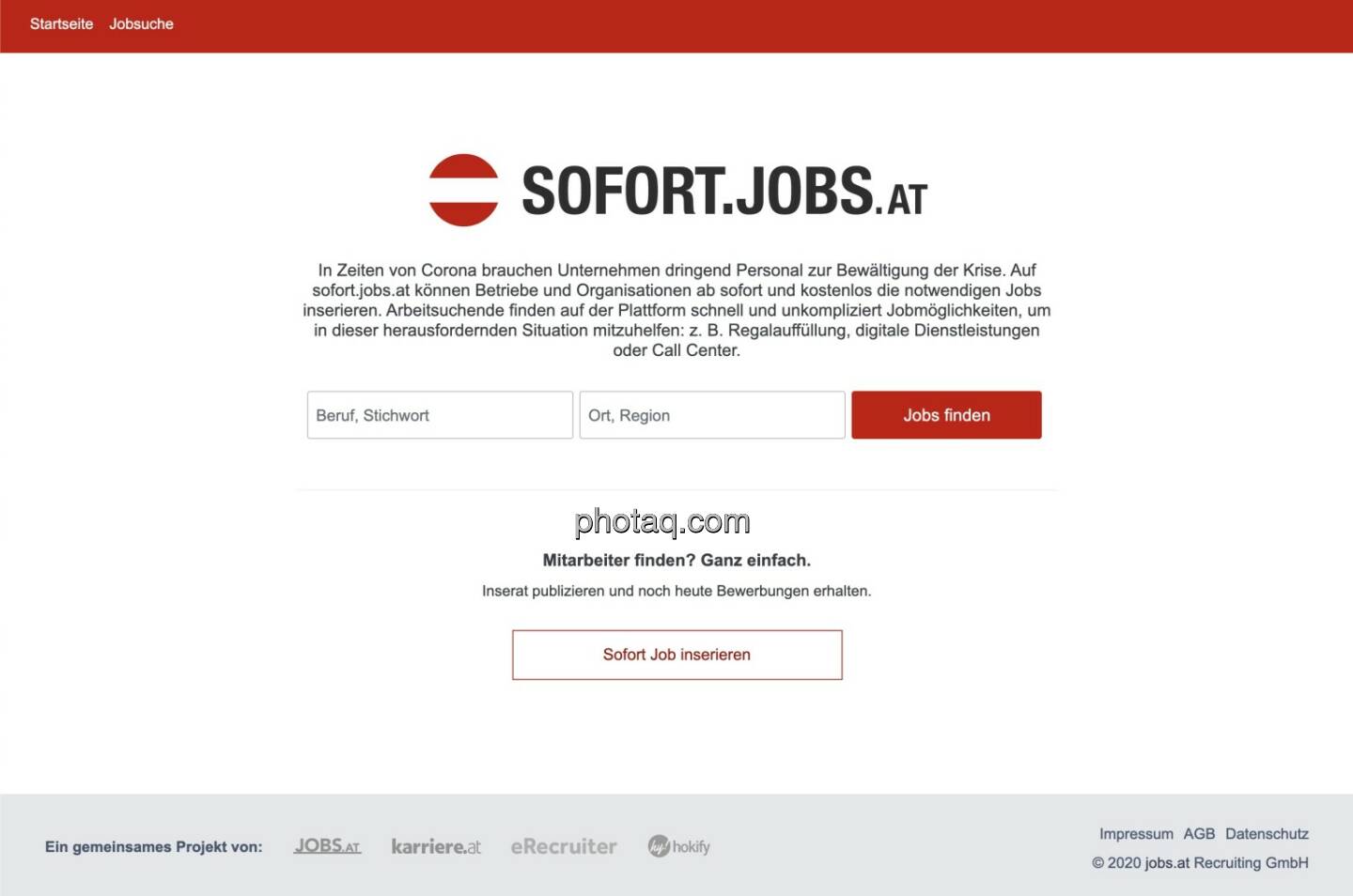 karriere.at GmbH: Corona-Krise: Kostenloses Jobportal von Recruiting-Dienstleistern, Credit: karriere.at