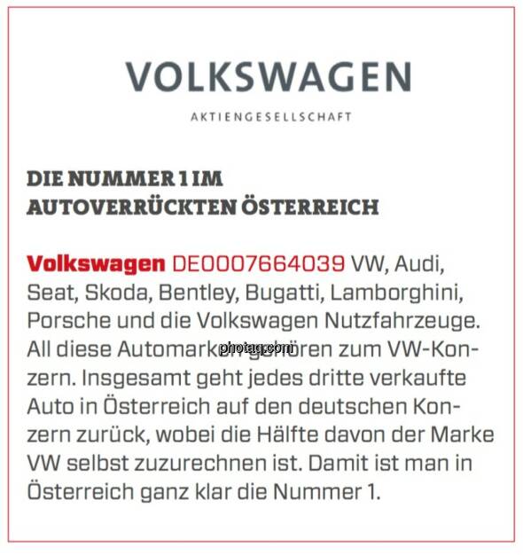 Volkswagen - Die Nummer 1 im autoverrückten Österreich: VW, Audi, Seat, Skoda, Bentley, Bugatti, Lamborghini, Porsche und die Volkswagen Nutzfahrzeuge. All diese Automarken gehören zum VW-Konzern. Insgesamt geht jedes dritte verkaufte Auto in Österreich auf den deutschen Konzern zurück, wobei die Hälfte davon der Marke VW selbst zuzurechnen ist. Damit ist man in Österreich ganz klar die Nummer 1. (17.03.2020) 