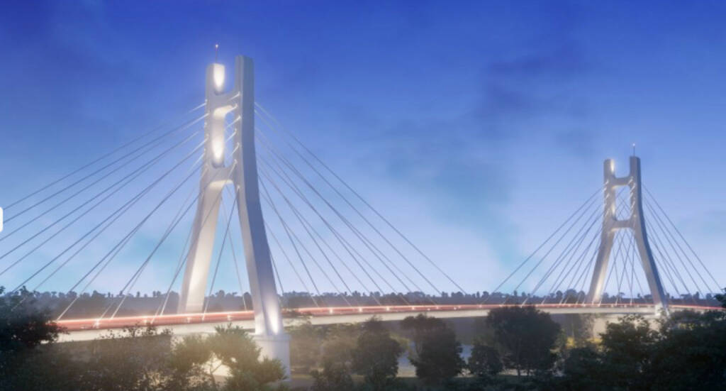 Strabag erhält Brücken-Auftrag in Rumänien: So wird die Schrägseilbrücke über den Someș-Fluss aussehen. Bildnachweis: Strabag, © Aussendung (17.04.2020) 