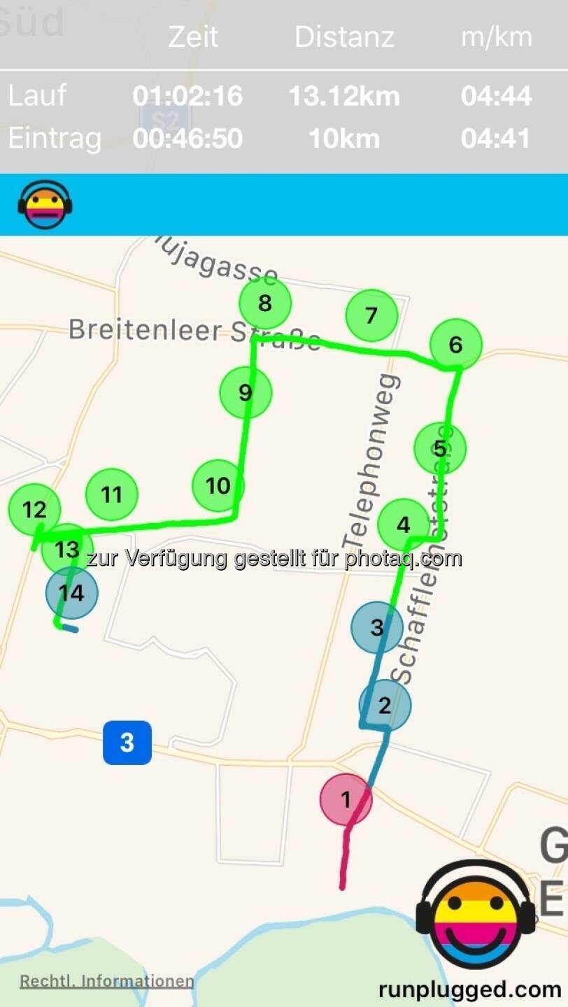 13,12k aufgezeichnet von der eigenen App - Runplugged