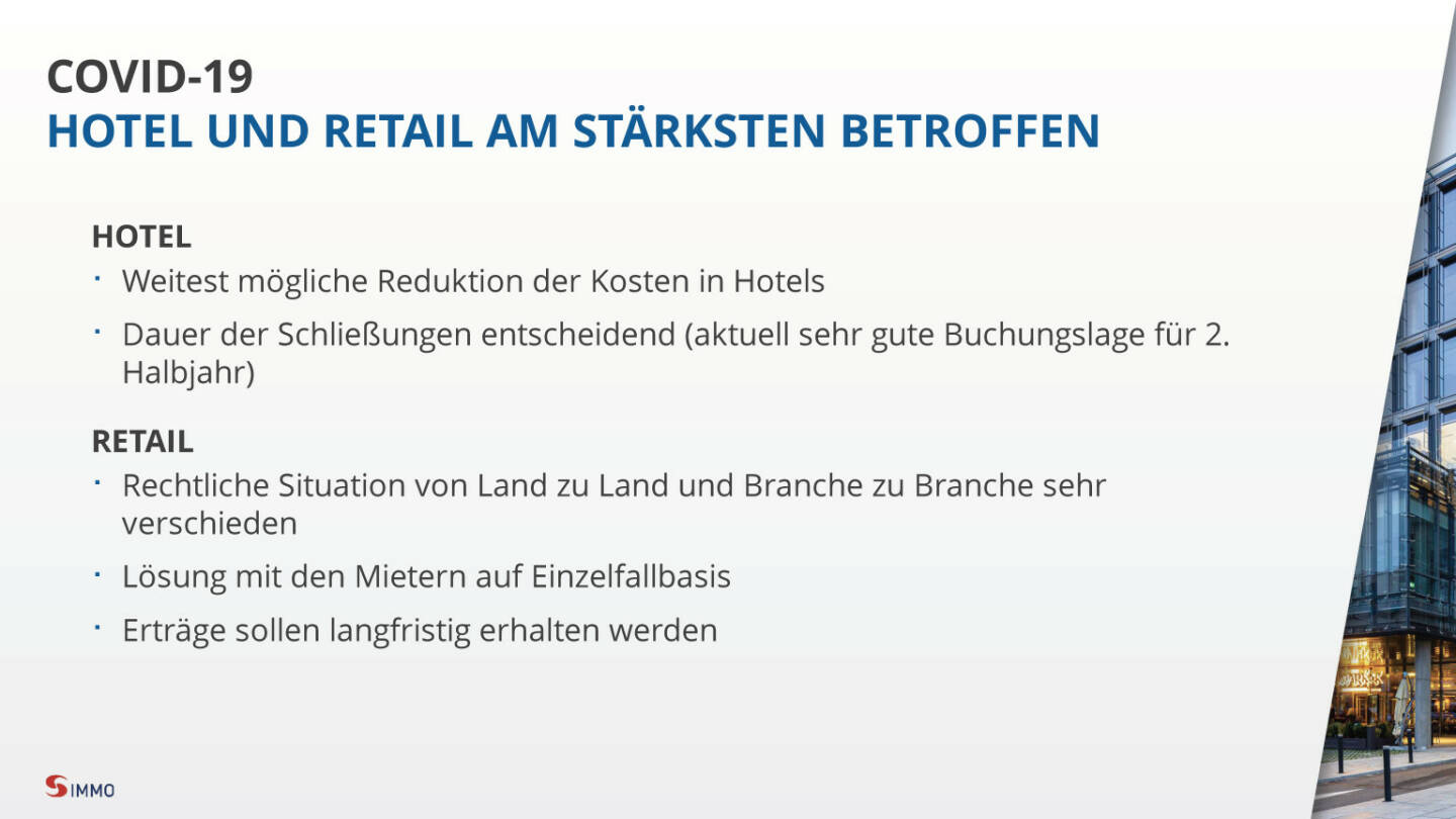 S Immo - Covid-19 Hotel und Retail am stärksten betroffen