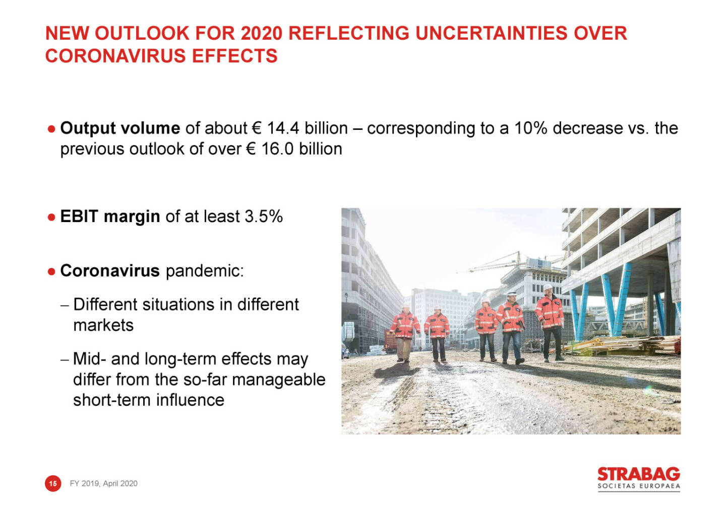 Strabag - new outlook for 2020 reflecting uncertainties over coronavirus effects