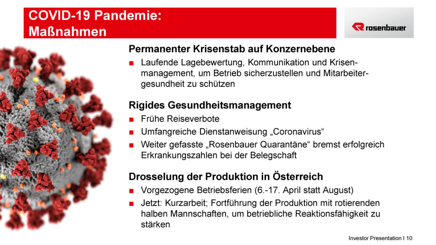 Rosenbauer - COVID-19 Pandemie: Maßnahmen