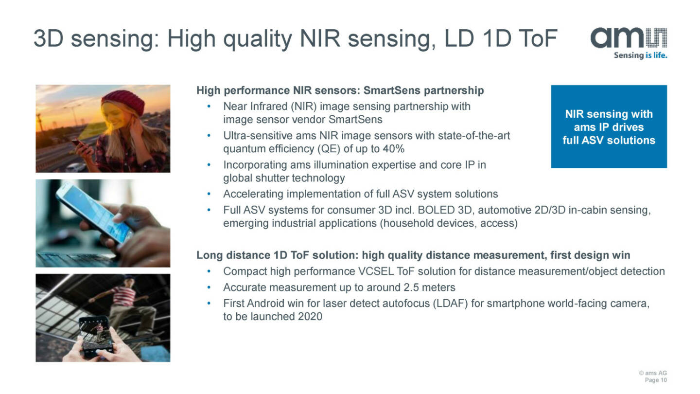 ams - 3D sensing: High quality NIR sensing, LD 1D ToF