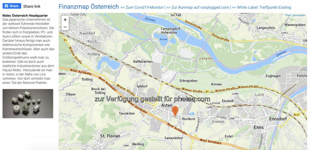 Nidec Österreich Headquarter auf http://www.boerse-social.com/finanzmap (03.06.2020) 