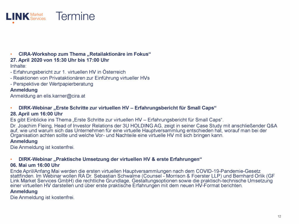 Link Market Services - Termine (16.06.2020) 
