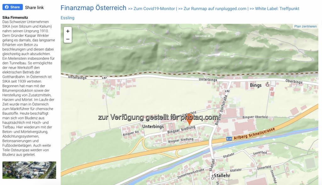 Sika Firmensitz auf http://www.boerse-social.com/finanzmap (16.06.2020) 