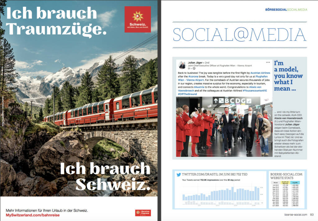 Schweiz, Julian Jäger und unsere Zugriffe im http://www.boerse-social.com/magazine , Ausgabe 42 (18.07.2020) 