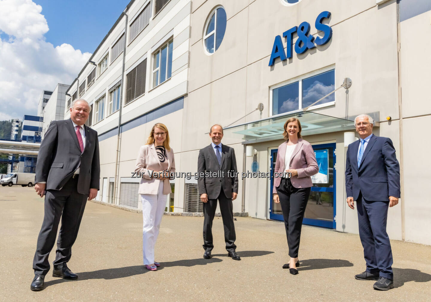 AT&S investiert in Leoben: Landeshauptmann Hermann Schützenhöfer, Margarete Schramböck, Bundesministerin für Digitalisierung und Wirtschaftsstandort, AT&S CEO Andreas Gerstenmayer, Barbara Eibinger-Miedl, Wirtschaftslandesrätin Steiermark, Heinz Moitzi, AT&S COO; Copyright: AT+S AG/Werner Krug, 2020