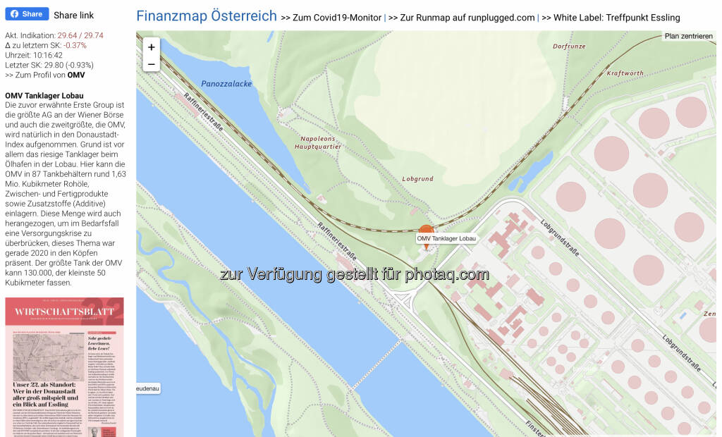 OMV Tanklager Lobau auf http://www.boerse-social.com/finanzmap (21.07.2020) 
