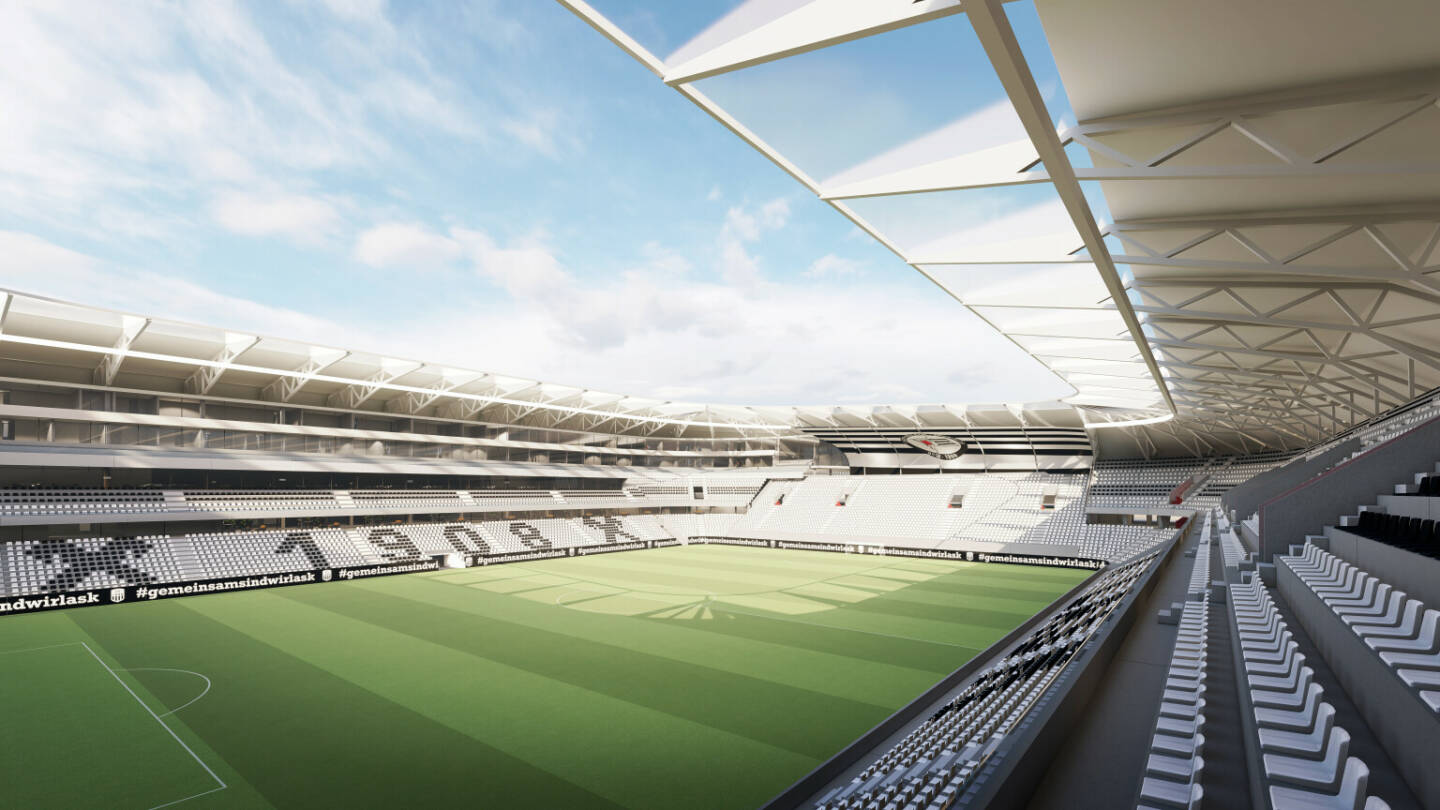 Die neue LASK Arena auf der Linzer Gugl wurde präsentiert. Sie bietet Fans wie Fußballern ein besonderes Spielerlebnis – und als multifunktionaler öffentlicher Ort einen Mehrwert für die gesamte Bevölkerung. Fotocredit: RAUMKUNST ZT GmbH