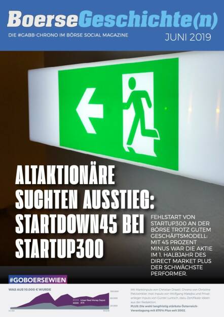 Börsegeschichte(n) Juni 2019 - Altaktionäre suchten Ausstieg: Startdown45 bei startup300 (31.07.2020) 
