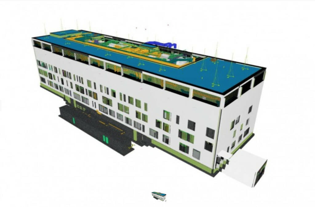 Strabag realisiert erstmals Krankenhausausbau in Polen mit BIM 5D®, im Bild: BIM 5D-Modell des Krankenhauses; Bildnachweis: Strabag, © Aussender (08.10.2020) 