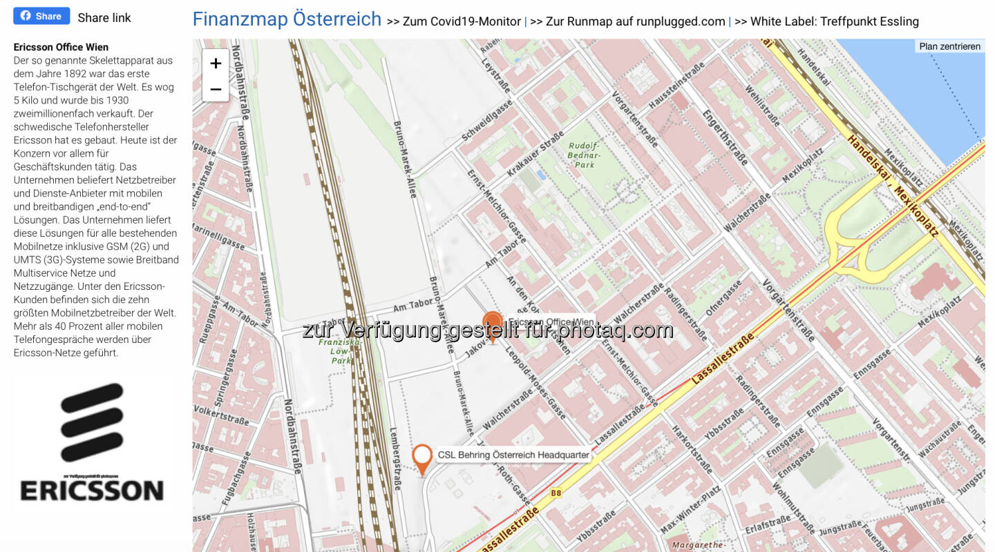 Ericsson Office Wien auf unserer http://www.boerse-social.com/finanzmap für Österreich