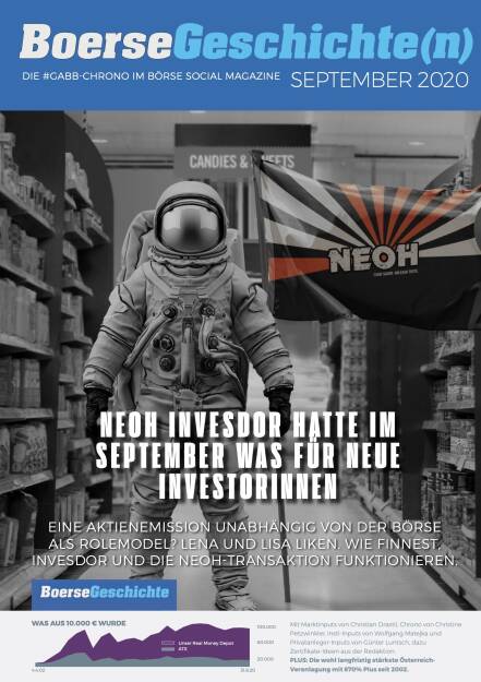 Börsegeschichte(n) September 2020 - NEOH Invesdor hatte im September was für neue Investorinnen - eine Aktienemission unabhängig von der Börse als Rolemodel? Wie Finnest, Invesdor und die NEOH-Transaktion funktionieren. (19.10.2020) 