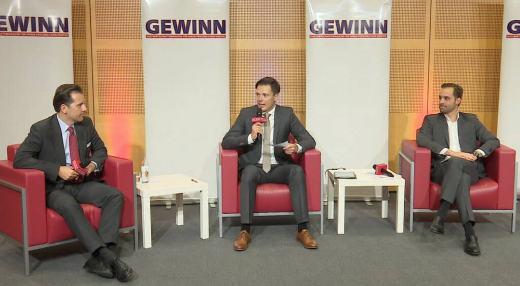 Gwinn Journalist Martin Maier (Mitte) mit Philipp Arnold (Raiffeisen Centrobank AG, rechts) und André Albrecht (onemarkets by HypoVereinsbank) (22.10.2020) 